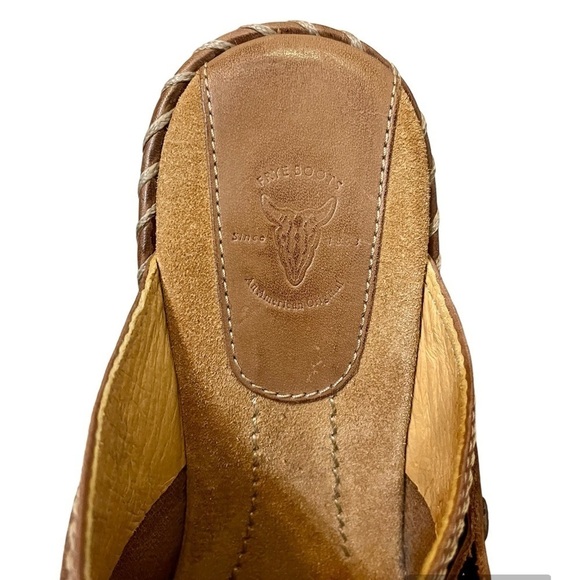 Frye Charlotte Ring Brown Leather Heeled Mule Clogs, Size 8, EUC - Picture 8 of 11